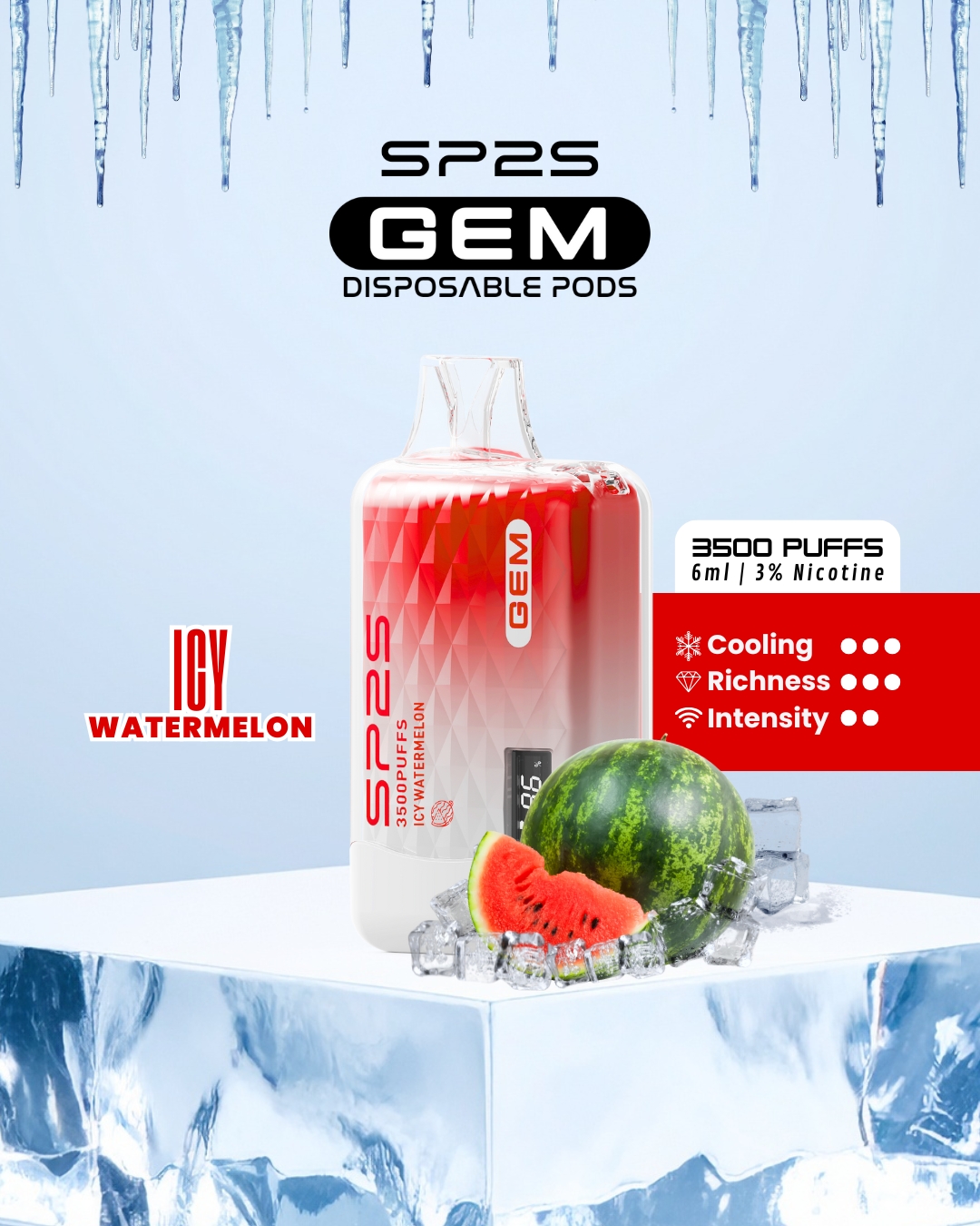 GEM Disposable 3500 Puff - Icy Watermelon-image