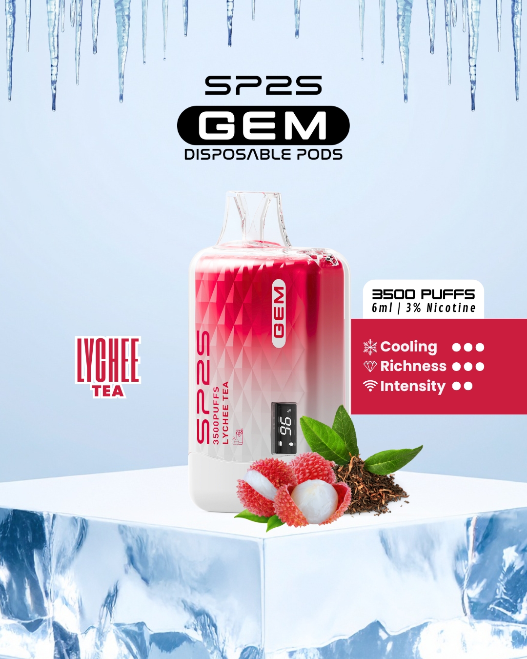 GEM Disposable 3500 Puff - Lychee Tea-image