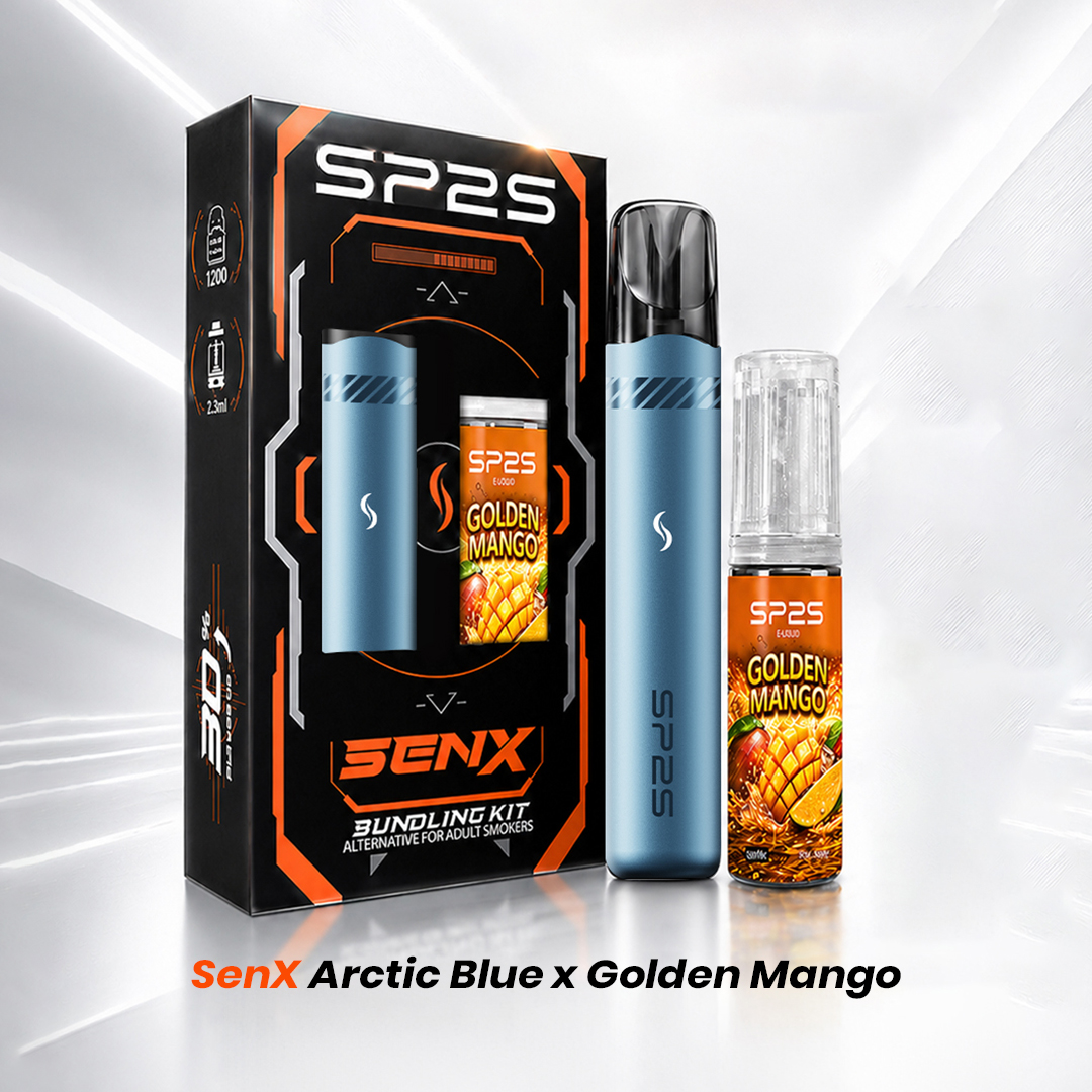 SP2S SENX BUNDLING KIT DEVICES BONUS 1 CARTRIDGE & LIQUID 15ML - ARCTIC BLUE-image