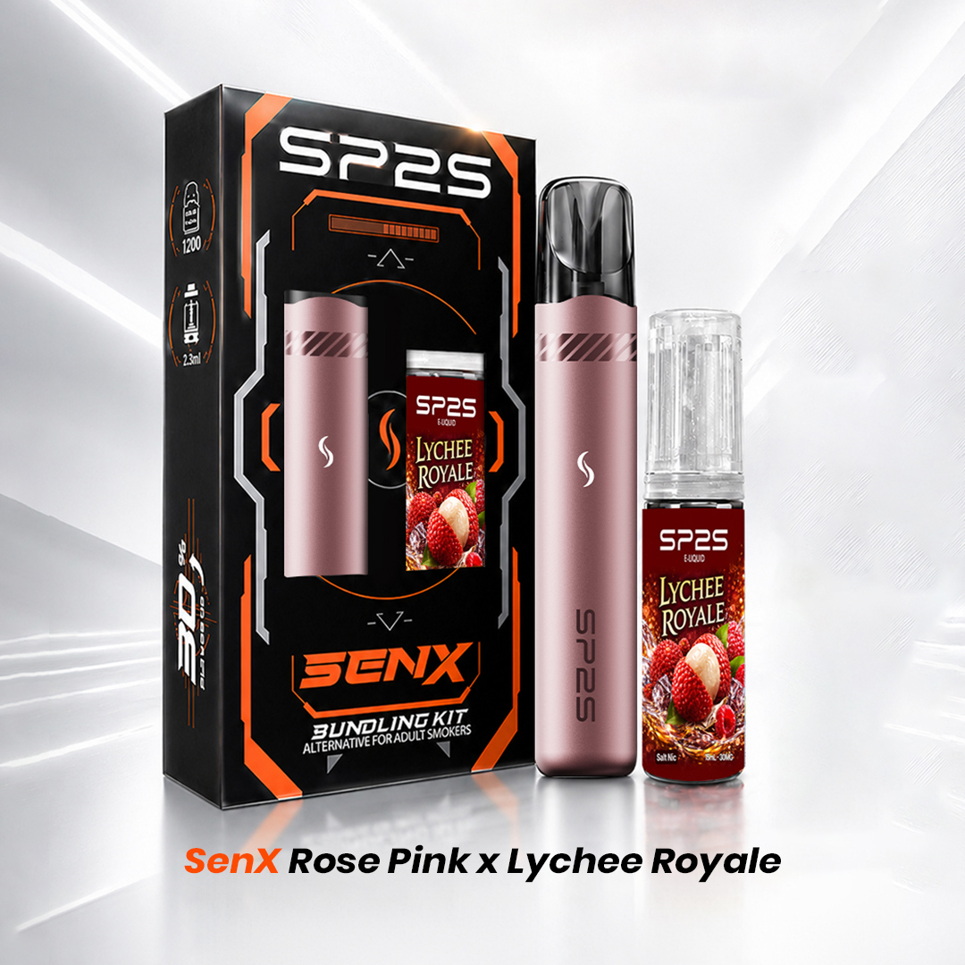 SP2S SENX BUNDLING KIT DEVICES BONUS 1 CARTRIDGE & LIQUID 15ML - ROSE PINK-image