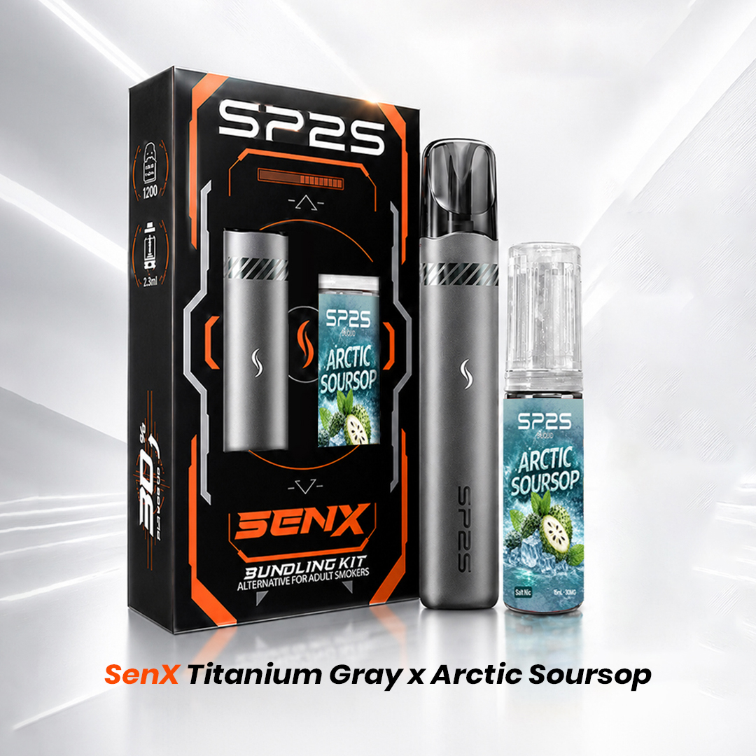 SP2S SENX BUNDLING KIT DEVICES BONUS 1 CARTRIDGE & LIQUID 15ML - TITANIUM GRAY-image