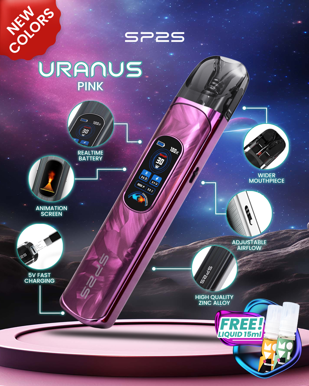 SP2S URANUS POD KIT 30W 1000mAh - Pink-image